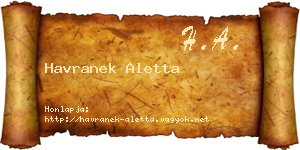 Havranek Aletta névjegykártya